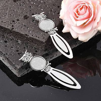 Owl Vintage Tibetan Style Alloy Bookmarks Cabochon Settings X-TIBE-Q032-28AS-NR-1