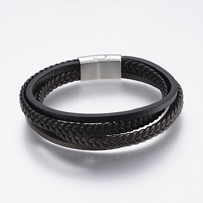 Leather Cord Multi-strand Bracelets BJEW-F325-14P-1