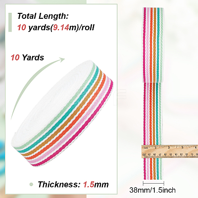 10 Yards Polycotton Striped Ribbon OCOR-WH0003-023-1