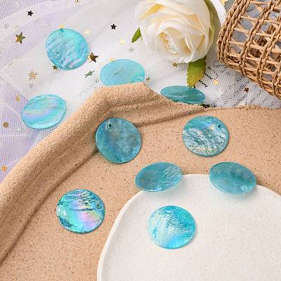 AB Color Plated Capiz Shell Pendants X-SSHEL-T008-01B-1