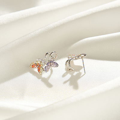 925 Sterling Silver Micro Pave Cubic Zirconia Stud Earrings EJEW-K284-06P-1
