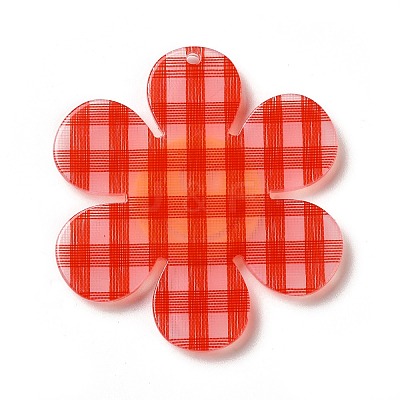 Tartan Pattern Acrylic Big Pendants OACR-B008-B04-1