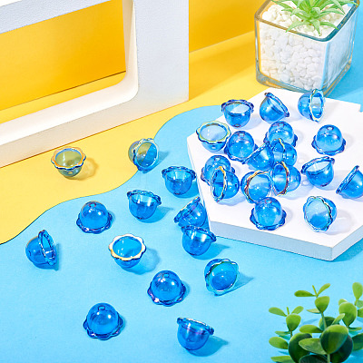 30Pcs UV Plating Acrylic Bead Caps PACR-TA0001-17F-1