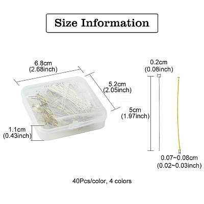 160Pcs 4 Colors Brass Flat Head Pins KK-YW0002-11-1