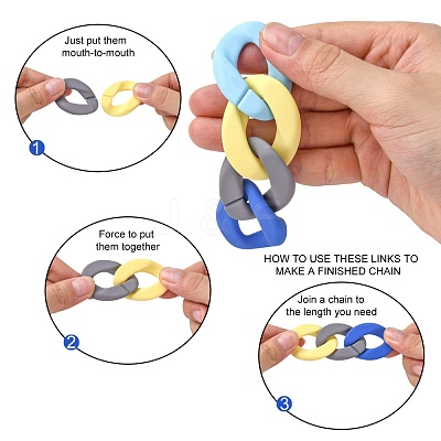 Opaque Spray Painted Acrylic Linking Rings OACR-T024-01-I-1