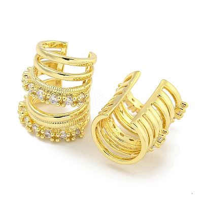 Brass Micro Pave Cubic Zirconia Cuff Earrings EJEW-C104-041G-1