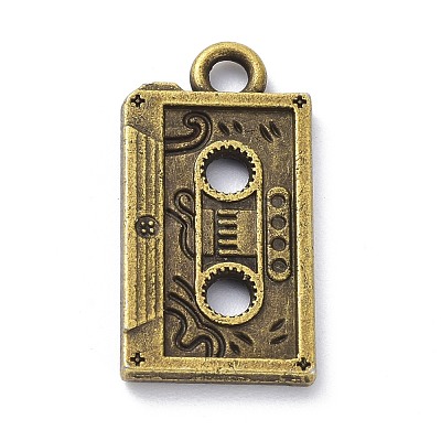 Tibetan Style Alloy Cassette Tape Pendants PALLOY-D203-01AB-1