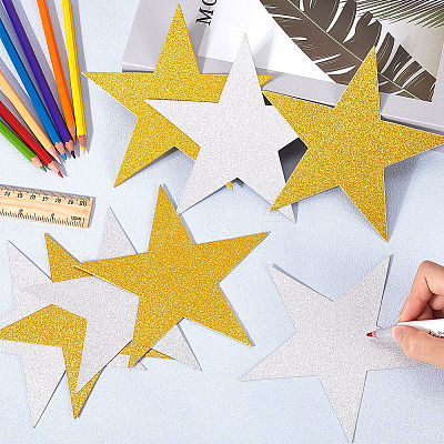 80Pcs 2 Colors Paper Glitter Star Wall Decoration AJEW-SP0001-12-1