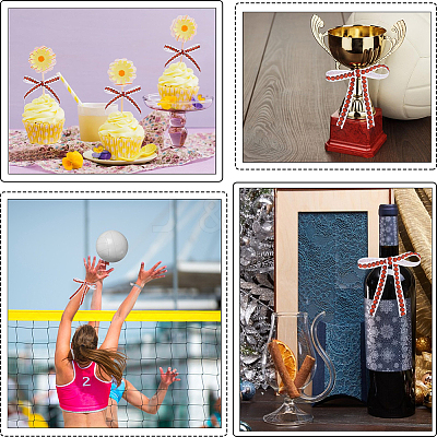 4 Rolls 4 Styles  Sport Ball Theme Polyester Printed Grosgrain Ribbon OCOR-CP0001-21-1