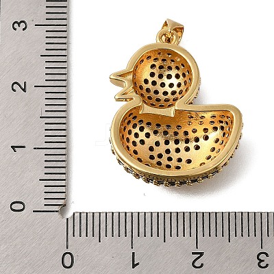 Rack Plating Brass Micro Pave Cubic Zirconia Pendants ZIRC-F142-01G-04-1
