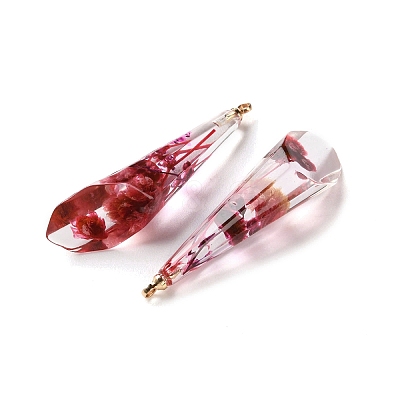 Inner Dried Flower Transparent Resin Pendants LS-RESI-A043-08A-1