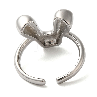 Initials Brass Open Cuff Ring for Women RJEW-N046-02V-P-1