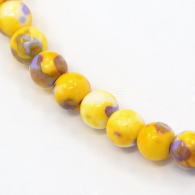 Synthetic Ocean White Jade Beads Strands G-L019-6mm-09-1
