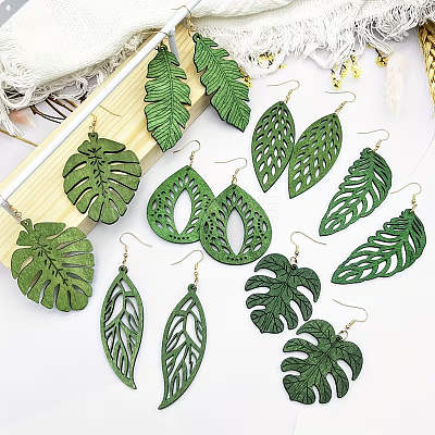 Wood Dangle Earrings for Women WGE9009-01-1