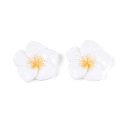 Plumeria Flower Opaque Resin Cabochons CRES-T025-30A-02-1