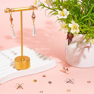 24Pcs 4 Style Bowknot Brass Stud Earring Findings DIY-DR0001-30-1
