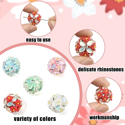 6Pcs 6 Colors Handmade Polymer Clay Rhinestone Beads FIND-YW0010-98-1