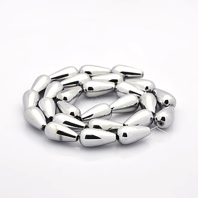 Non-magnetic Synthetic Hematite Teardrop Beads Strands G-M072-02-1
