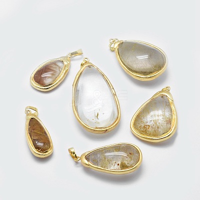 Natural Rutilated Quartz Pendants G-P380-30G-1