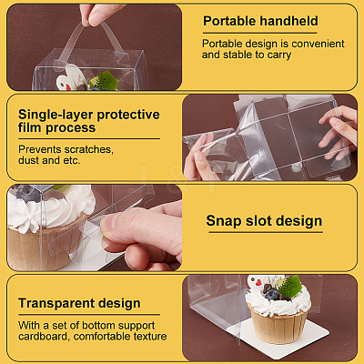 Foldable Transparent Plastic Single Cake Gift Packing Box CON-WH0084-42A-1