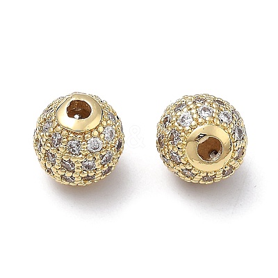 Brass Cubic Zirconia Beads ZIRC-F001-31G-1