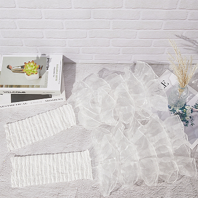 Polyester Ruffle Layered Patchwork Leg Sleeves AJEW-WH20042-75D-1
