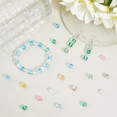 150Pcs 6 Colors Synthetic Moonstone Beads G-PA0001-02-1