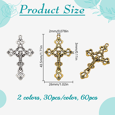 60Pcs 2 Colors Tibetan Style Alloy Pendants TIBEP-HY0001-17-1
