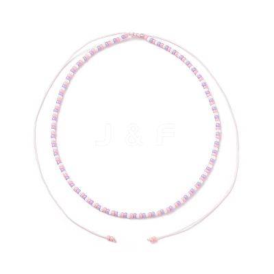 3Pcs 3 Color Glass Seed Braided Beaded Necklaces Set for Women NJEW-JN04117-1
