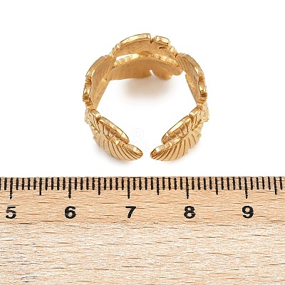 304 Stainless Steel Adjustable Open Cuff Rings for Women LS-RJEW-K299-01G-1