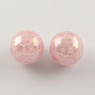AB Color Transparent Crackle Round Acrylic Beads X-CACR-S006-01-1