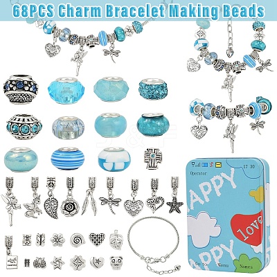 DIY European Style Bracelet Kits. including Alloy & Resin European Beads DIY-YW0012-11A-1