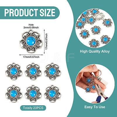 Tibetan Style Alloy with Resin Imitation Turquoise Connector Charms FIND-TAC0035-47AS-11-1