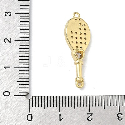 Brass Pave Clear Cubic Zirconia Tennis Racket Connector Charms KK-G548-12G-1