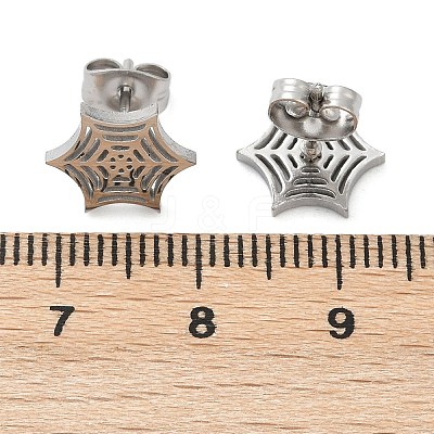 Non-Tarnish 304 Stainless Steel Spider Web Stud Earrings EJEW-G294-01P-1