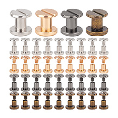 40Sets 4 Colors Alloy Screw Clasps BUTT-PH0001-30A-1
