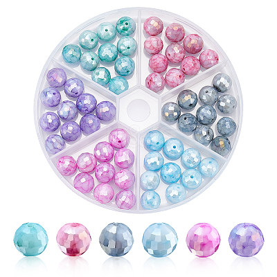 60Pcs 6 Color Opaque Baking Paint Glass Beads Strands EGLA-PH0001-19-1