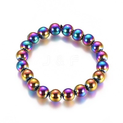 Non-magnetic Synthetic Hematite Beaded Bracelets BJEW-G625-01-1