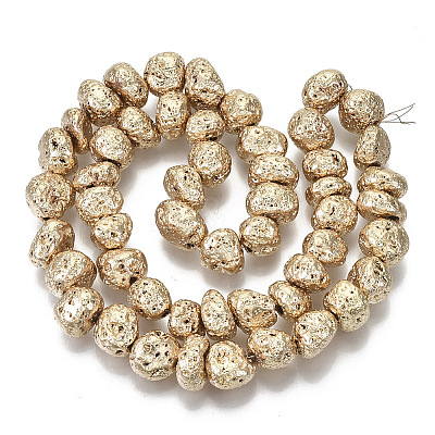 Electroplated Natural Lava Rock Beads Strands X-G-S352-29KC-1