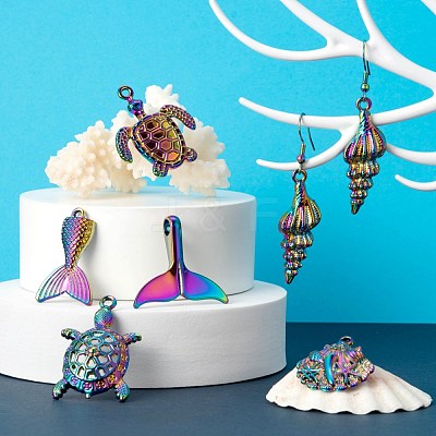 12Pcs 6 Style Ocean Themed Alloy Pendants FIND-LS0001-01-1