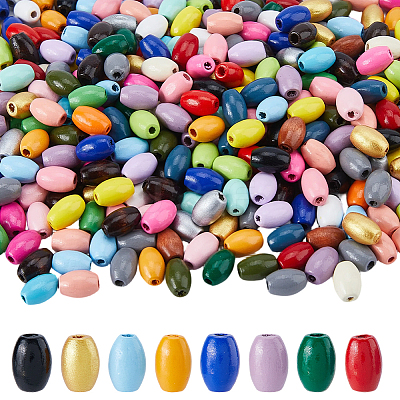 500Pcs Spray Painted Schima Wood Beads WOOD-DC0001-43-1
