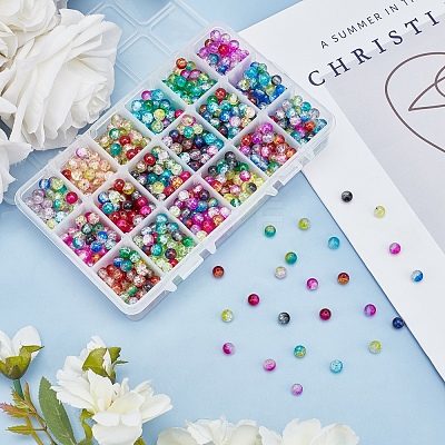 DIY Baking Paint Crackle Glass Beads Stretch Bracelet Making Kits DIY-PH0004-54D-1