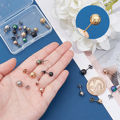 20Pcs 10 Style Ion Plating(IP) 304 Stainless Steel Stud Earring Findings STAS-DC0001-10-1