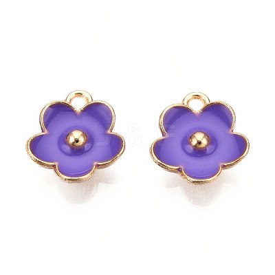 Light Gold Plated Alloy Enamel Pendants ENAM-R136-16D-1