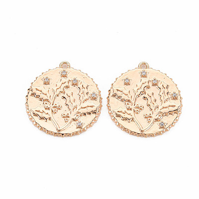 Brass Micro Pave Clear Cubic Zirconia Pendants KK-S364-198-1