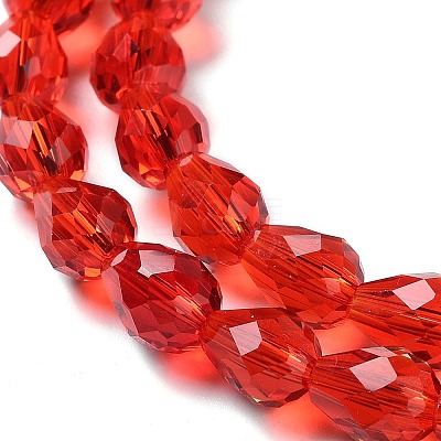 Faceted Teardrop Imitation Austrian Crystal Bead Strands G-M185-8x6mm-06A-1