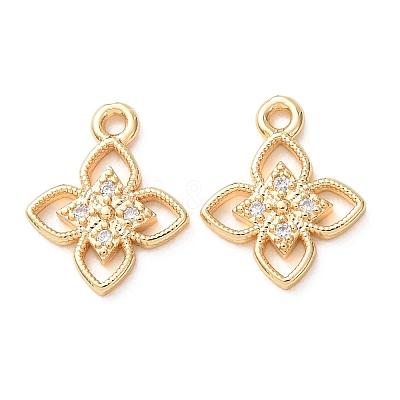 Brass Micro Pave Clear Cubic Zirconia Charms KK-A304-18G-1