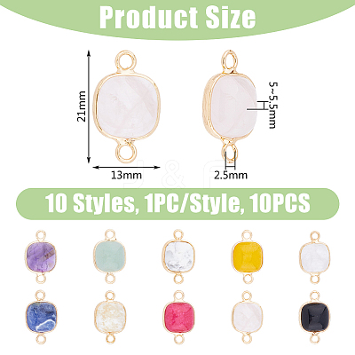 10Pcs 10 Styles Mixed Gemstone Connector Charms G-FH0002-16-1