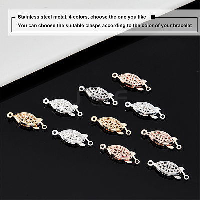 40 Sets 4 Colors 304 Stainless Steel Box Clasps STAS-UN0022-83-1