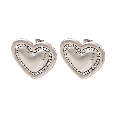304 Stainless Steel Rhinestone Stud Earrings EJEW-K311-02P-1